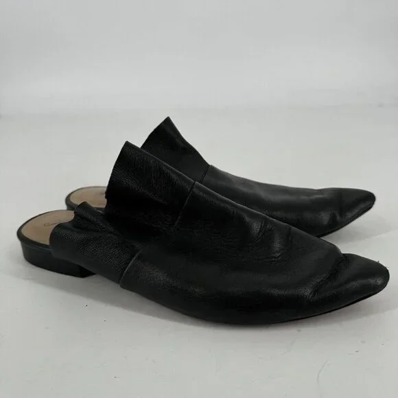 Free People shoes womens 8.5 black leather ruffle sienna minimalist office work - Picture 2 of 9